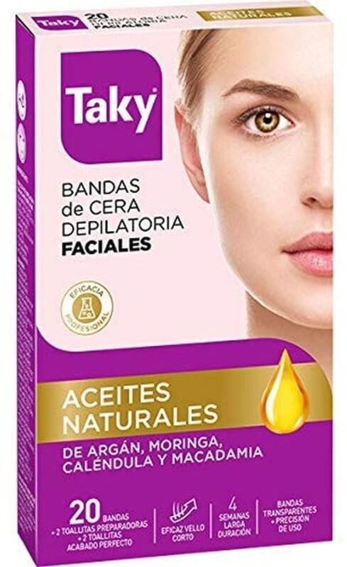 Taky Bandas de Cera Depilatoria Faciales Aceites Naturales 20U