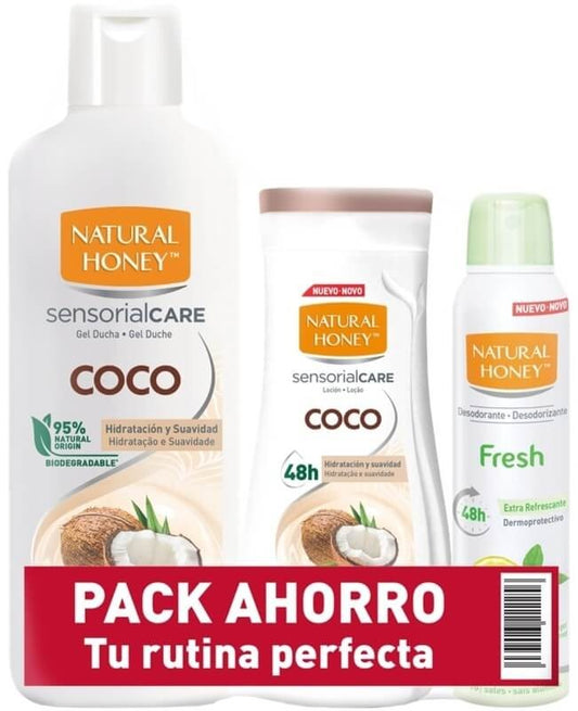 Natural Honey Pack Gel Coco 600 ml + Loción + Desodorante