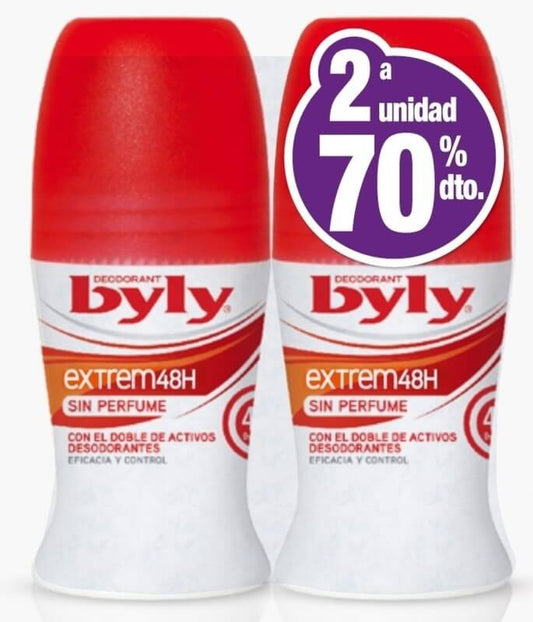Byly Desodorante Extrem 48h Sin Perfume Pk 2 x 50 Ml