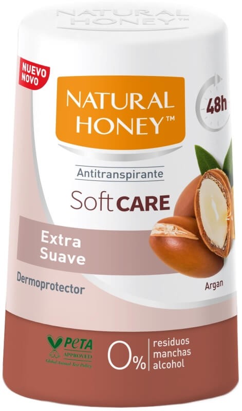 Natural Honey Desodorante Roll-on Soft Care Extra Suave con Argán 50 ml – Protección y Cuidado para Piel Sensible