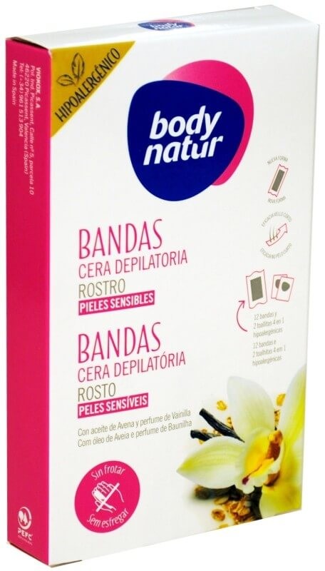 Bodynatur Bandas Cera Depilatoria Rostro Pieles Sensibles 14 Und