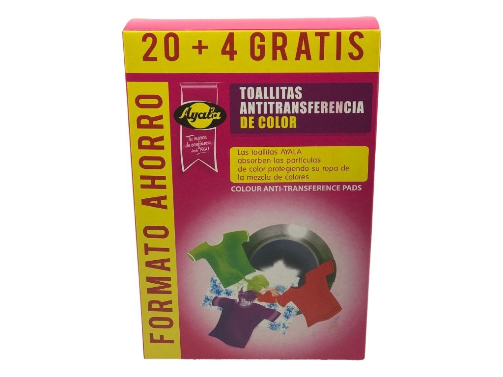 Ayala Toallitas Antitransferencia de Color – Formato Ahorro 20 + 4 Gratis