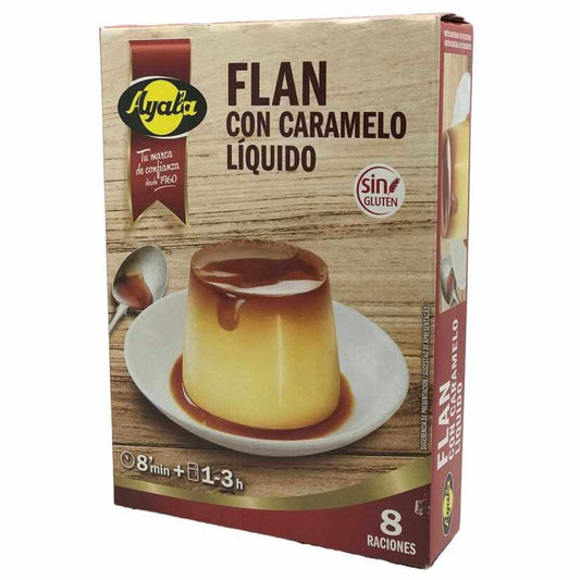 Ayala Flan con Caramelo Líquido 186 g – 8 Raciones Sin Gluten y Fácil de Preparar