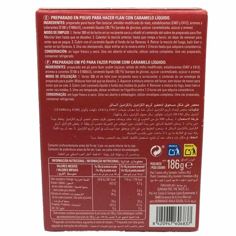 Ayala Flan con Caramelo Líquido 186 g – 8 Raciones Sin Gluten y Fácil de Preparar