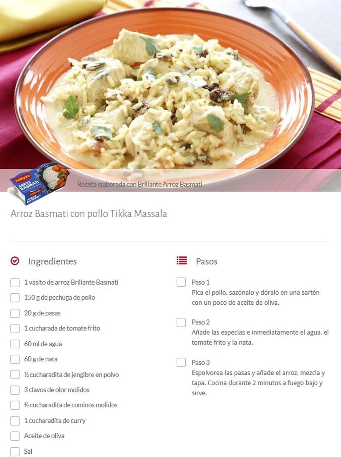 Brillante Arroz Basmati 125G PK2 - Arroz Aromático Listo en Minutos