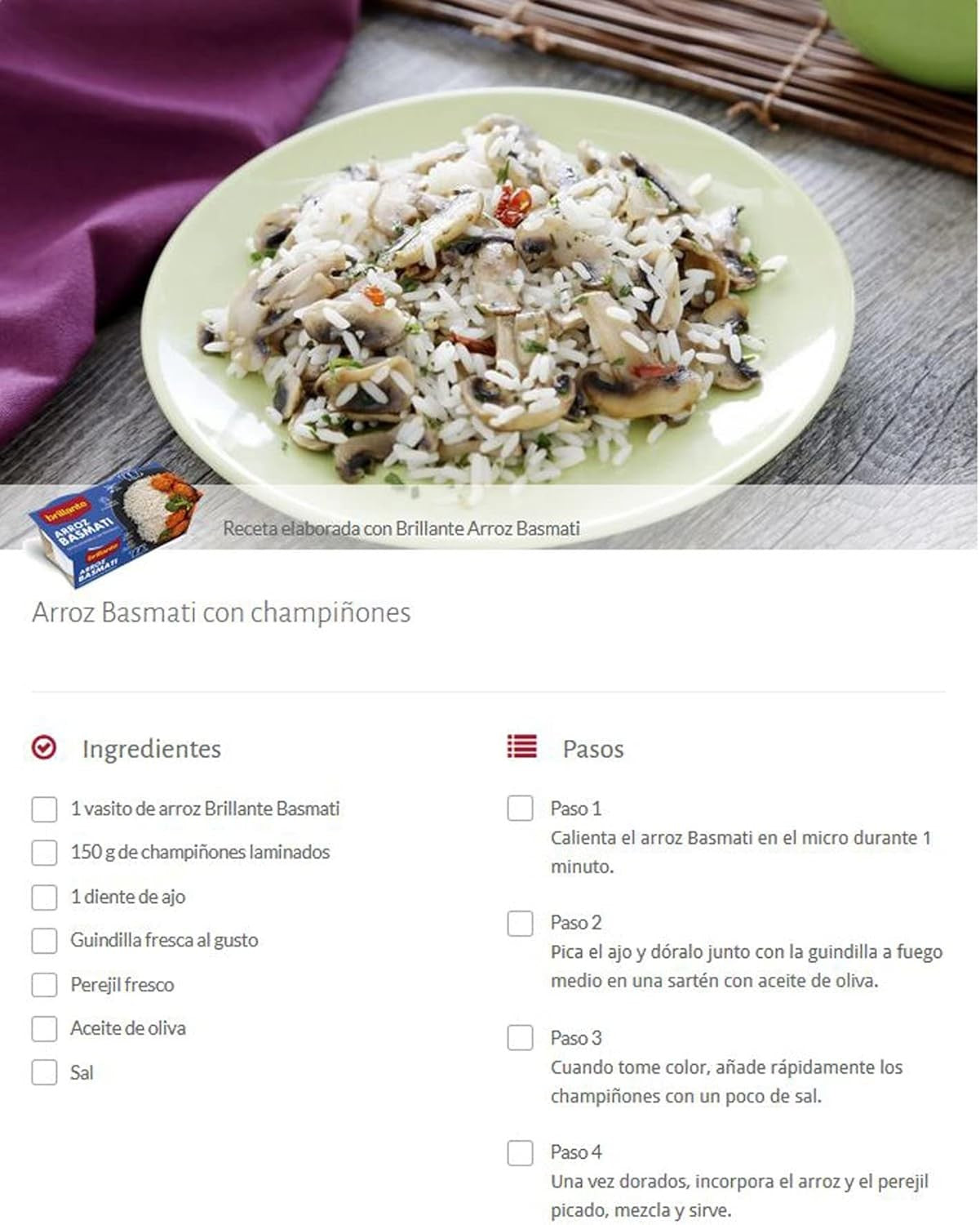 Brillante Arroz Basmati 125G PK2 - Arroz Aromático Listo en Minutos