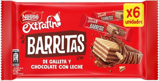 Nestle Barritas Galleta y Chocolate con Leche 18G Pk6