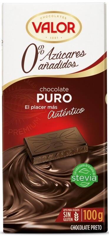 Valor Chocolate Puro 0% Azúcares 100G