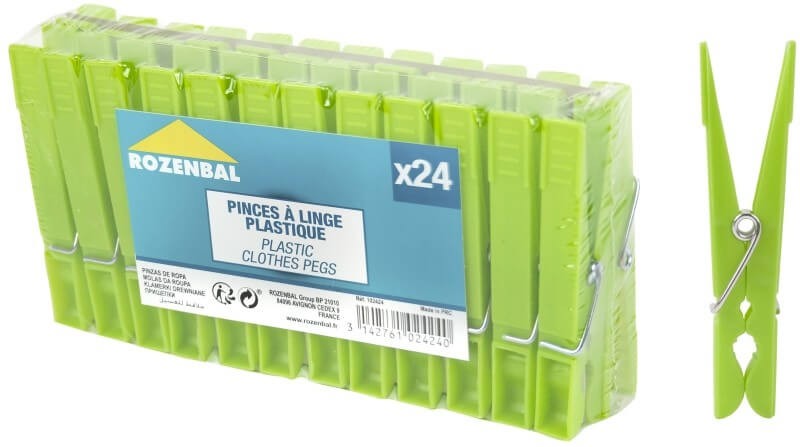 Rozenbal Pinzas de Ropa Verde 24U - Resistencia y Sujeción Perfecta