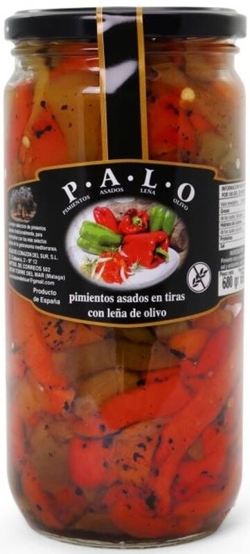 PALO Pimientos Asados en Tiras con Leña de Olivo 680 g – Sabor Artesano con Toque de Tradición