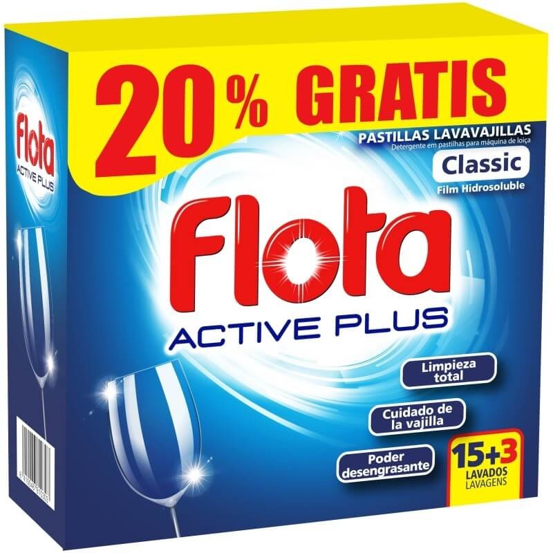 Flota Active Plus Classic Pastillas Lavavajillas 18U