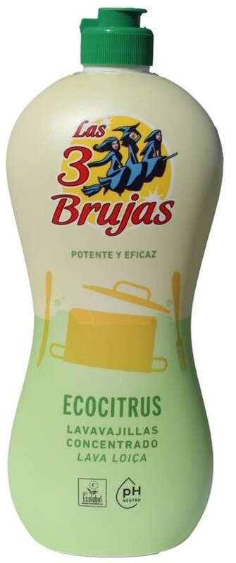 Las 3 Brujas Lavavajillas Ecocitrus 750 ml - Limpieza Potente y Ecológica para tu Vajilla