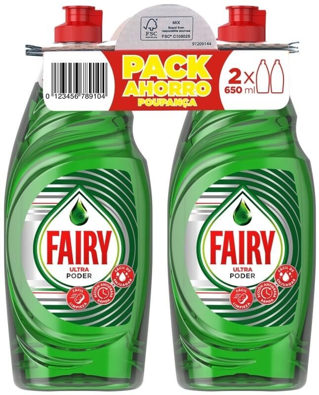 Fairy Ultra Poder Lavavajillas Pack de 2 x 650 ml