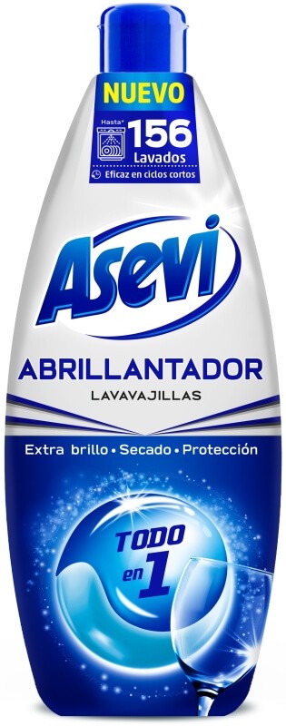 Asevi Abrillantador Lavavajillas Todo en 1 625 ml 156 Lavados - Brillo y Protección en Cada Lavado