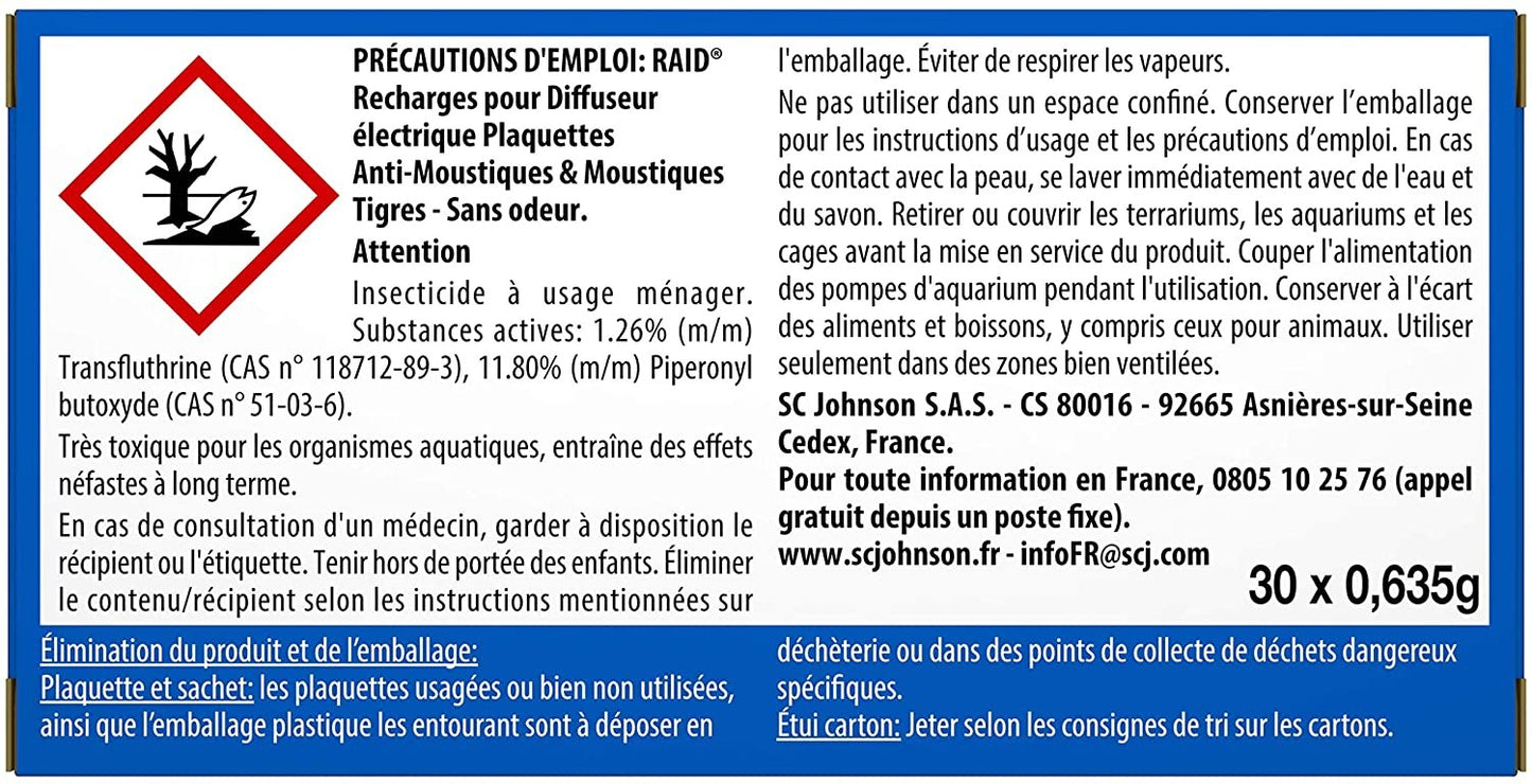 Raid Difusor Eléctrico Recambio 30 Pastillas