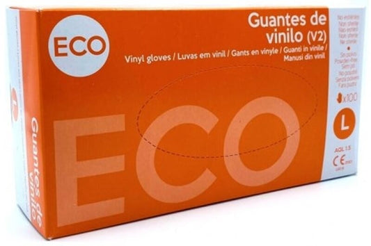 Eco Guantes de Vinilo Talla L - Caja de 100 Unidades - Protección y Comodidad