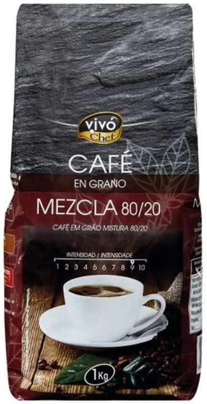 Vivo Chef Café en Grano Mezcla 80/20 1 kg – Intensidad y Sabor Equilibrado para Amantes del Buen Café