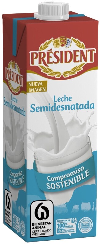 President Leche Semidesnatada 6U x 1L