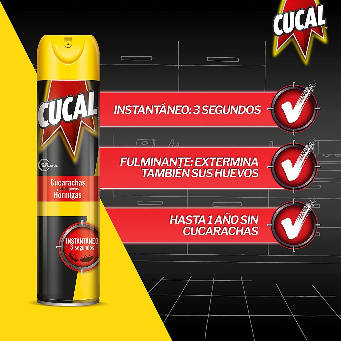 Cucal Insecticida Cucarachas y Hormigas Spray 750 ml