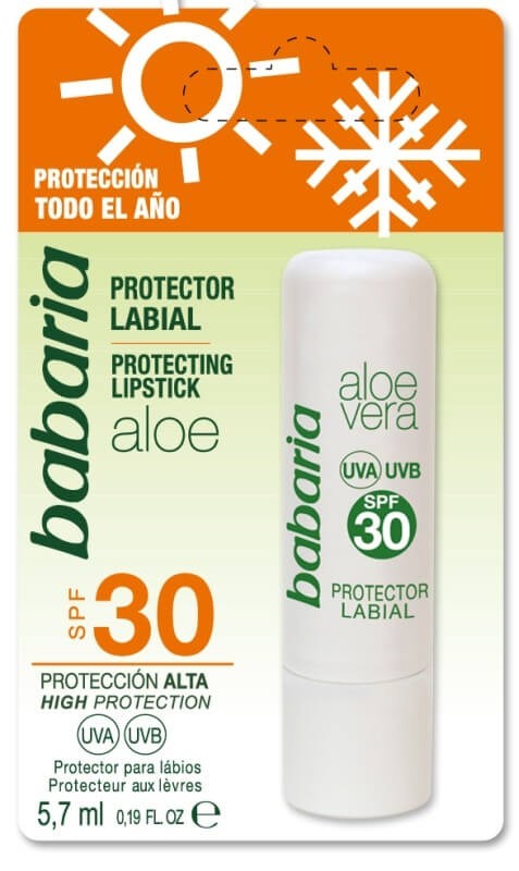 Babaria Protector Labial Aloe Vera SPF 30 5,7 ml – Hidratación y Protección Solar Todo el Año