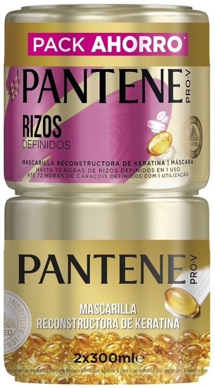 Pantene Mascarilla Pack Rizos Definidos y Reconstructora de Keratina 2 x 300Ml
