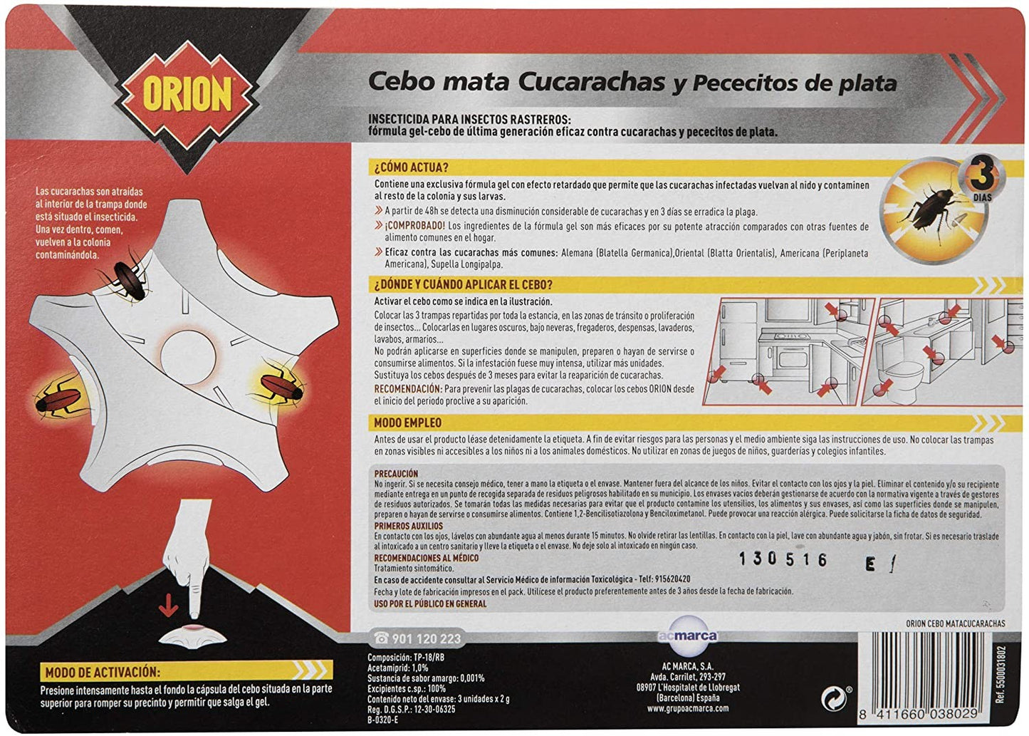 Orion Extermina Colonia Cebo en Gel para Cucarachas 3U
