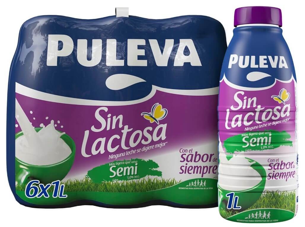 Puleva Leche Sin Lactosa Semi Pack 6x1L - El Sabor de Siempre, Fácil de Digerir