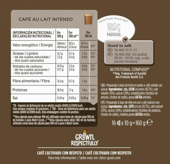 Nescafé Dolce Gusto Café con Leche Intenso 48 Cápsulas - Sabor y Crema en Cada Taza