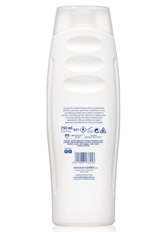 Gotitas de Oro Agua de Colonia Infantil 750 ml – Frescura y Suavidad para los Más Pequeños