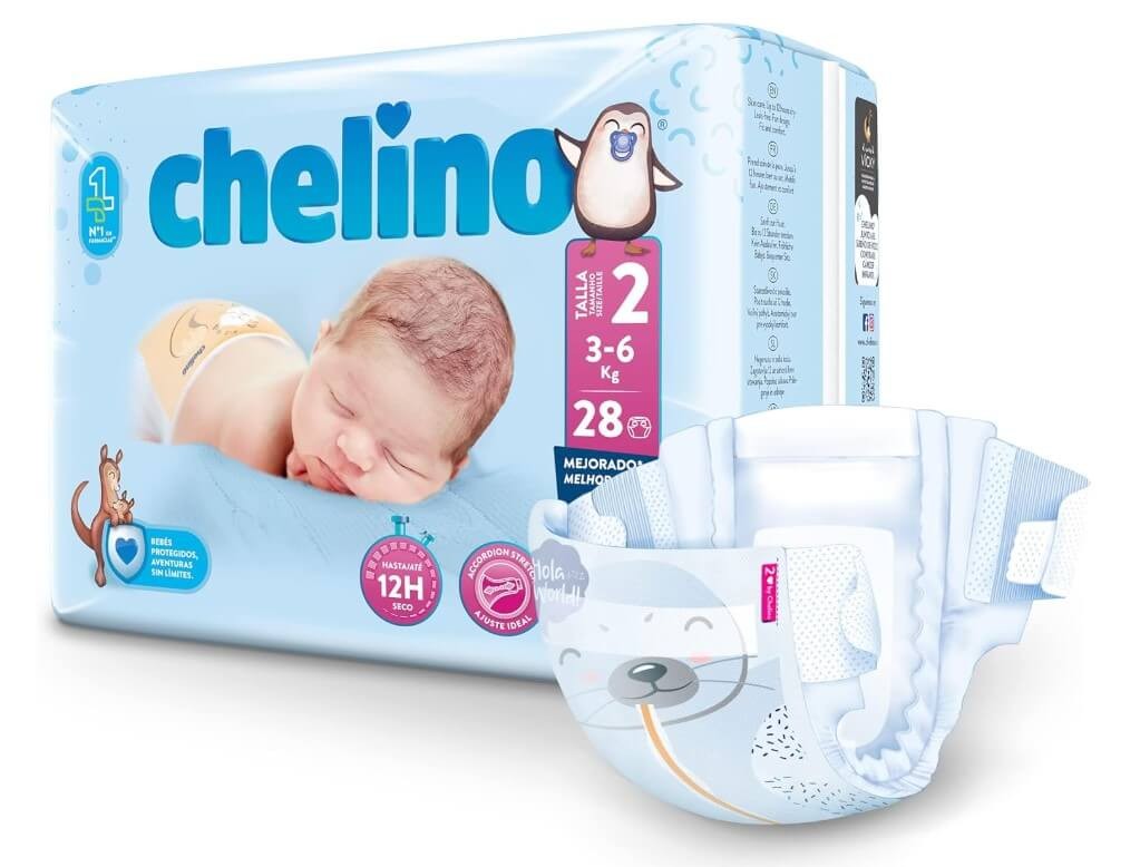 Chelino Pañales Infantiles Talla 2 (3-6 kg) Pack 168 Pañales