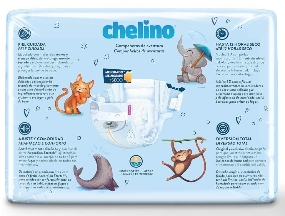 Chelino Pañales Infantiles Talla 2 (3-6 kg) Pack 168 Pañales