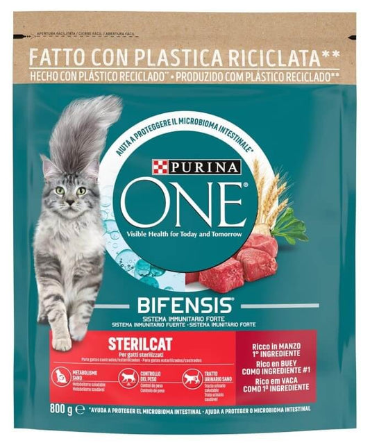 Purina ONE Bifensis Pienso Gato Esterilizado Adulto Buey y Trigo 800G – Nutrición Completa para Gatos Esterilizados