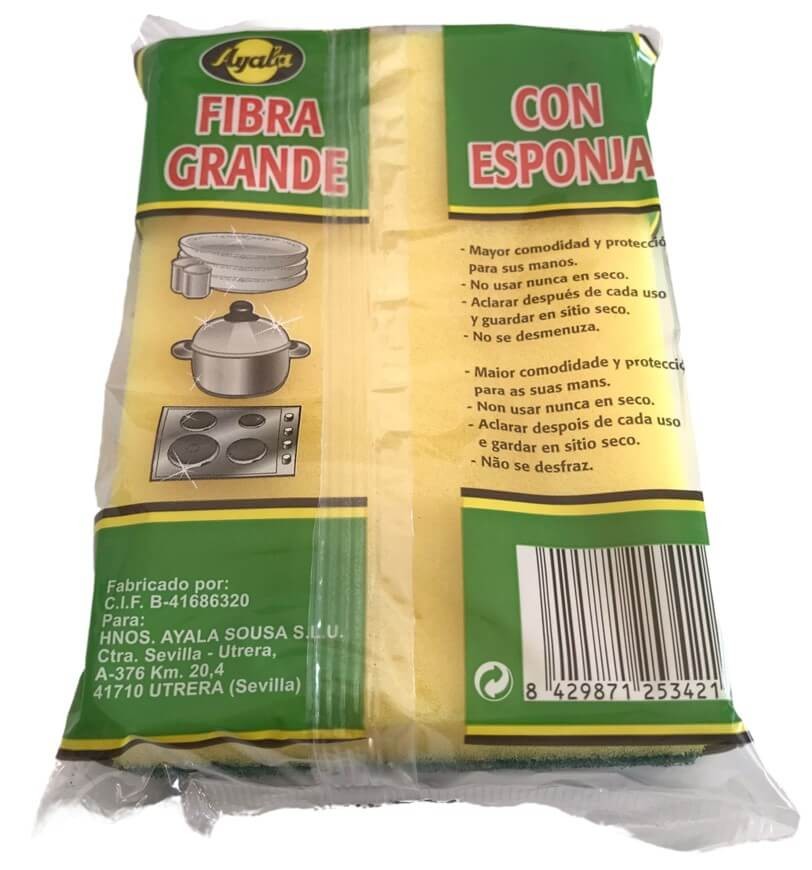 Fibra Grande con Esponja Ayala 10x15CM - Eficaz y Resistente
