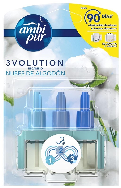 Ambi Pur 3Volution Recambio Nubes de Algodón – Frescura Suave Hasta 90 Días
