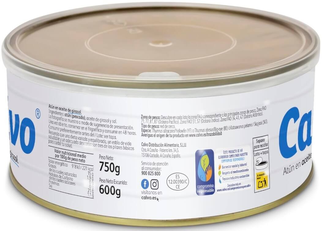 Calvo Atún en Aceite de Girasol RO-750