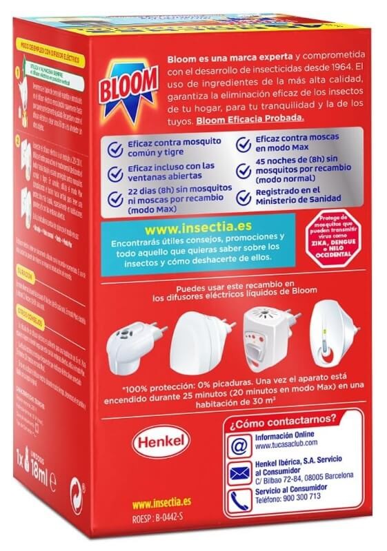Bloom Max Recambio Líquido 45 Noches – Protección Contra Moscas y Mosquitos