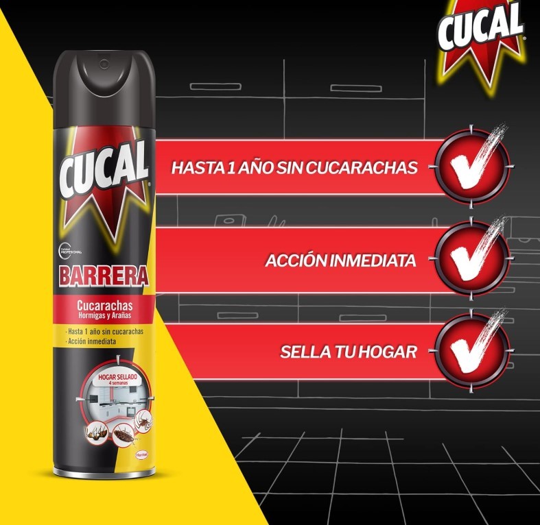 Cucal Barrera Cucarachas, Hormigas y Arañas 400 ml - Protección Eficaz y Duradera contra Insectos