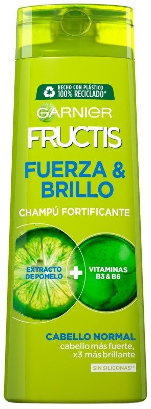 Garnier Fructis Champú Fortificante Fuerza & Brillo 360 ml – Cabello Más Fuerte y Brillante Naturalmente