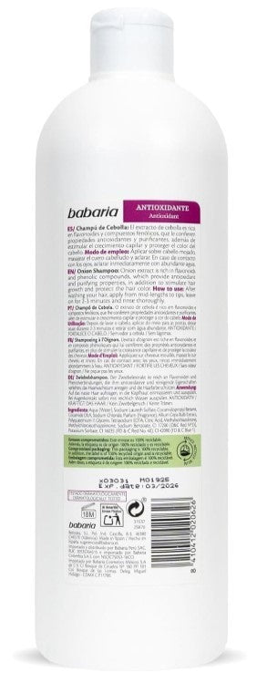 Babaria Champú de Cebolla 700 ml – Fuerza y Vitalidad para tu Cabello