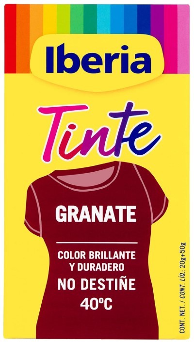 Iberia Tinte para Ropa Granate 40°C - Colores Intensos y Duraderos para tu Ropa