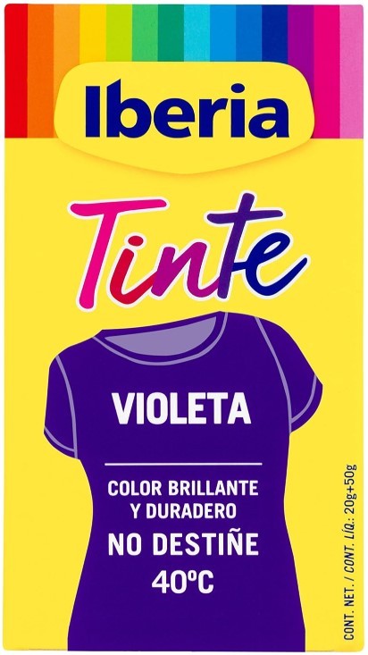 Iberia Tinte para Ropa Violeta 40°C - Color Brillante y Duradero para Teñir Tus Prendas