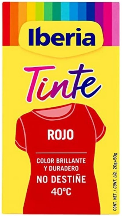 Iberia Tinte para Ropa Rojo 40°C - Teñir la Ropa con Colores Intensos y Larga Duración
