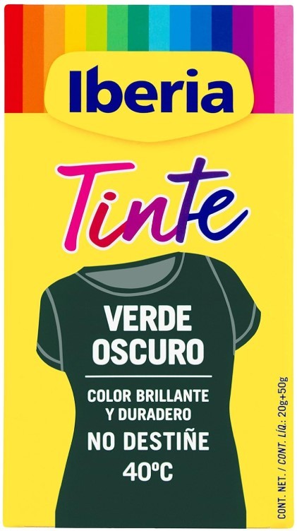 Iberia Tinte para Ropa Verde Oscuro 40°C - Teñir con Brillo y Duración para tus Prendas