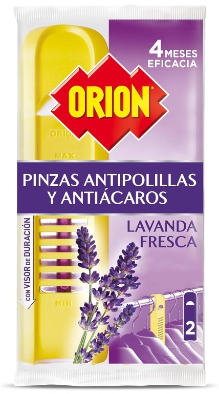 Orion Pinzas Antipolillas y Antiácaros Lavanda Fresca 2U - Protección Total con Aroma Delicado