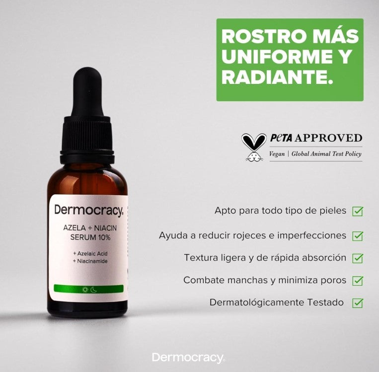 Dermocracy Azela + Niacin Serum 10% 30 ml - Sérum Antimanchas y Reparador para Todo Tipo de Piel