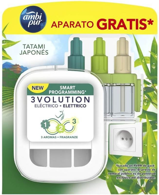 Ambi Pur 3Volution Eléctrico Tatami Japonés - 1 Difusor + 1 Recambio para Frescura Continuada