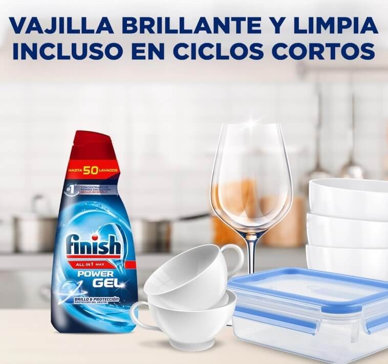 Finish Detergente Power Gel All in 1 Max 1L 50D - Brillo y Protección en Cada Lavado