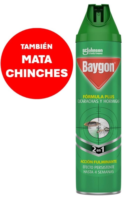 Baygon Spray Fórmula Plus Cucarachas y Hormigas 400 ml - Protección Total con Acción Fulminante
