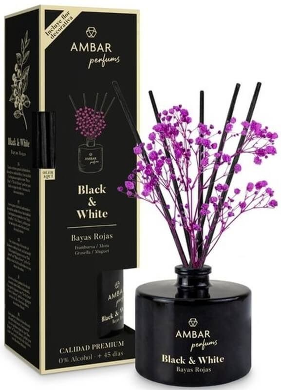 Ambar Perfums Black & White Ambientador Mikado Bayas Rojas 40 ml – Elegancia Aromática para Tu Hogar