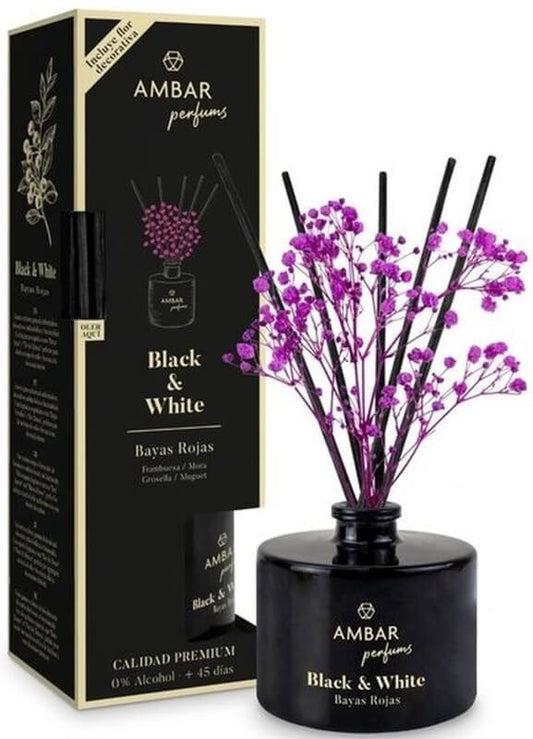 Ambar Perfums Black & White Ambientador Mikado Bayas Rojas 40 ml – Elegancia Aromática para Tu Hogar
